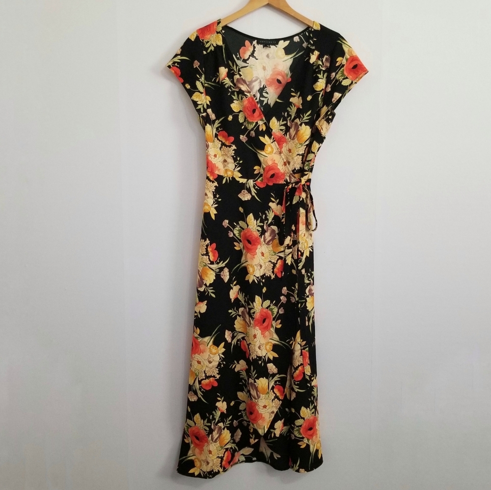Sactuary Floral Bouquet Print Wrap Dress Size XL. Fits more like size M/L
